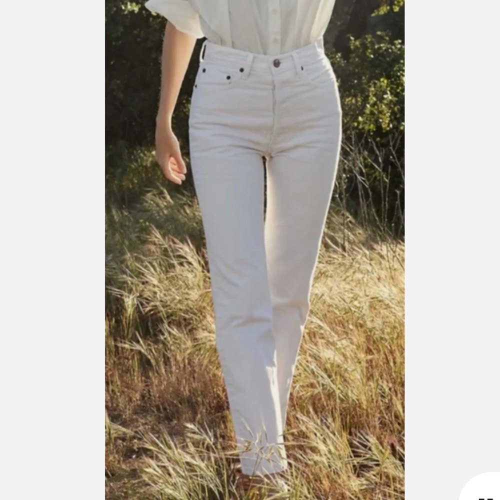 Doen jeans (I believe they are the Diana jeans in optic white)
